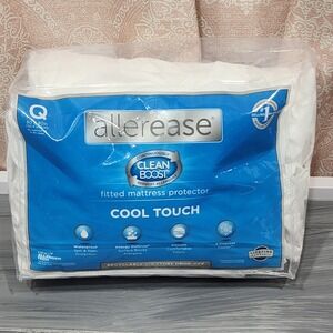 Allerease Clean Boost Cool Touch Queen Fitted Mattress Protector Waterproof